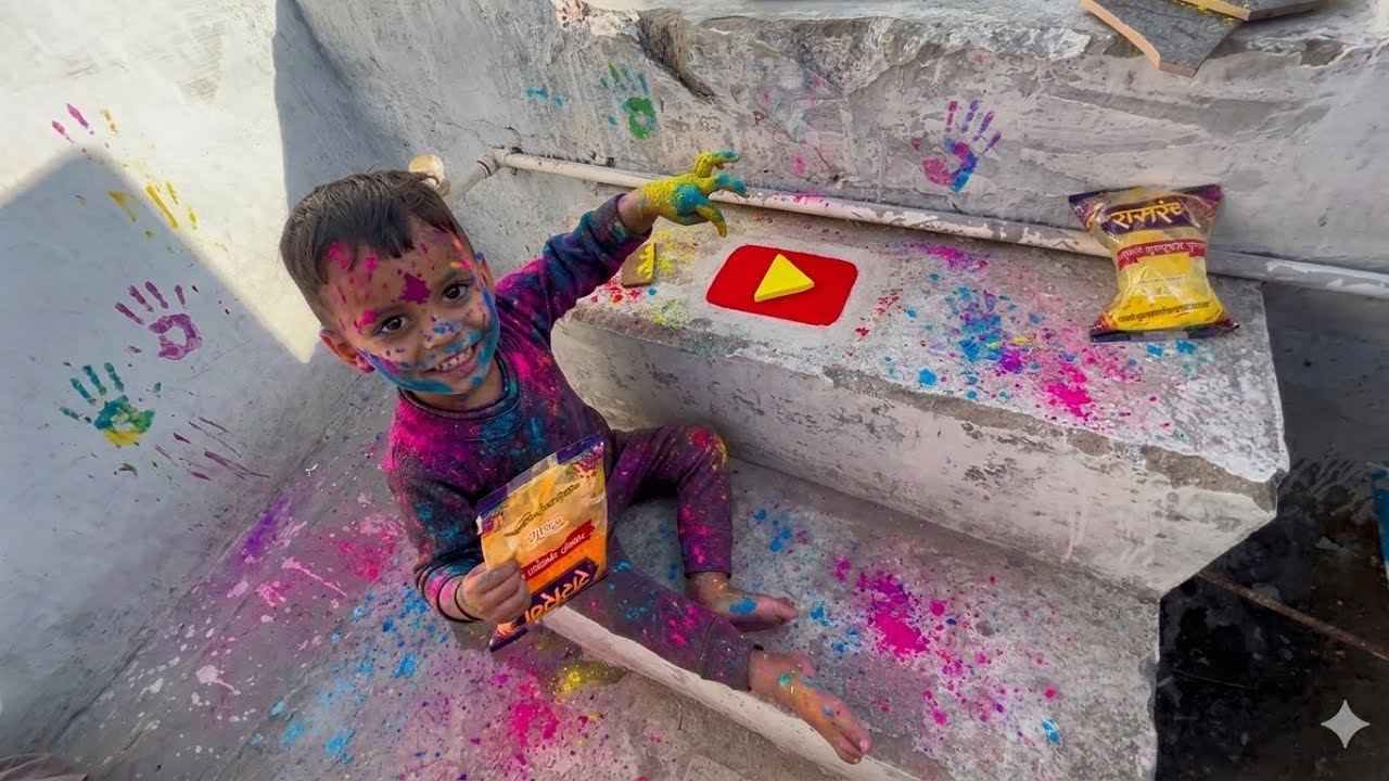 Holi Colour Se Bnaya YouTube Logo 😍 Rahul Rawat vlogs 