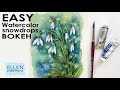 EASY Watercolor Snowdrops Bokeh effect tutorial