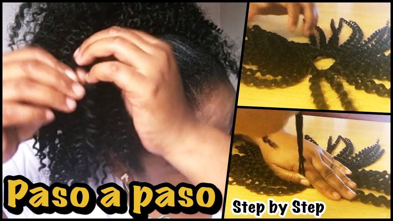 🔥 Como hacer un Moño postizo rizado con Kanekalon | Peinado fácil con crochet braids kinky curly