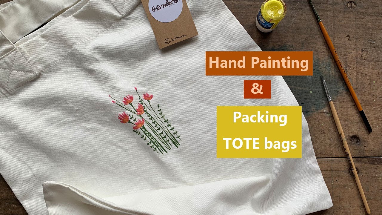 Hand Painting and Packing Tote Bags