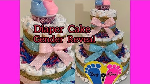 Diaper-Cake-Gender-Reveal. Pastel de Pampers—Revelación de género💖💙