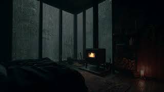 Rain on Dark Forest Windows &amp; Glowing Ember — 3 Hours Deep Sleep in the Woods | No Music