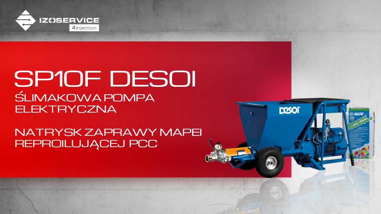 Natrysk zaprawy MAPEI | pompa ślimakowa SP-10F DESOI & IZOSERVICE