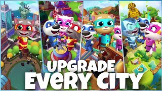 😎 UPGRADING ALL BUILDINGS & ALL CITIES⚡TALKING TOM HERO DASH