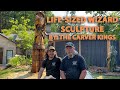 Amazing Bigger than Life-sized Wizard and pet Owl Sculpture Part 1