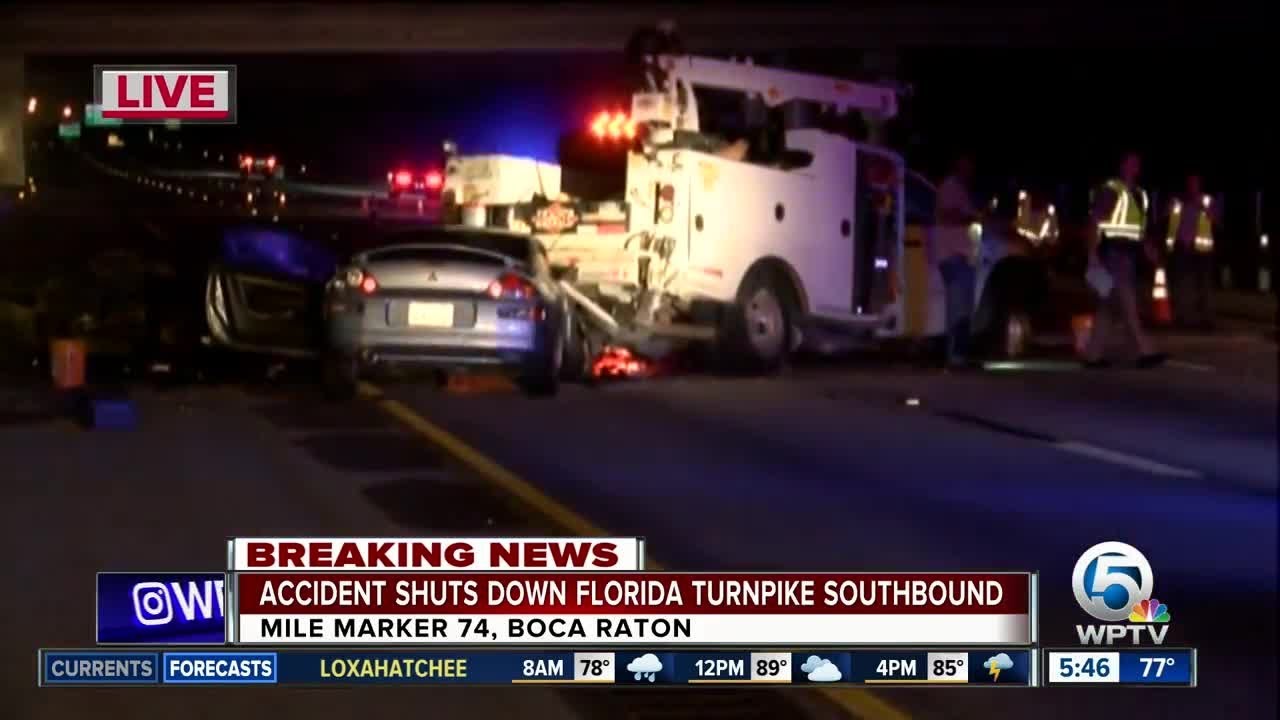 Accident shuts down Florida Turnpike southbound in Boca Raton - YouTube