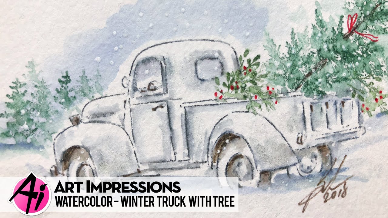 Ai Watercolor - Winter Truck With Tree - Youtube