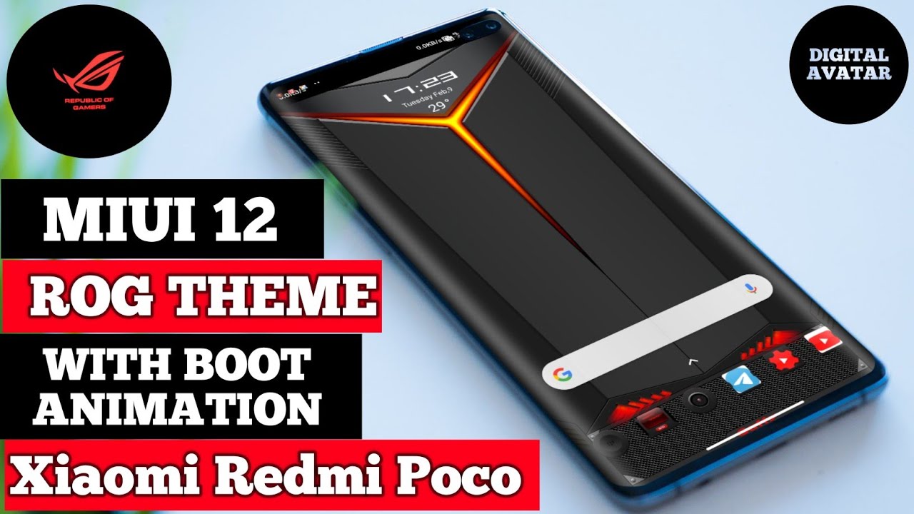 Miui 12 Rog theme| Miui 12 Rog edition Boot animation theme for any redmi  poco mobile - YouTube