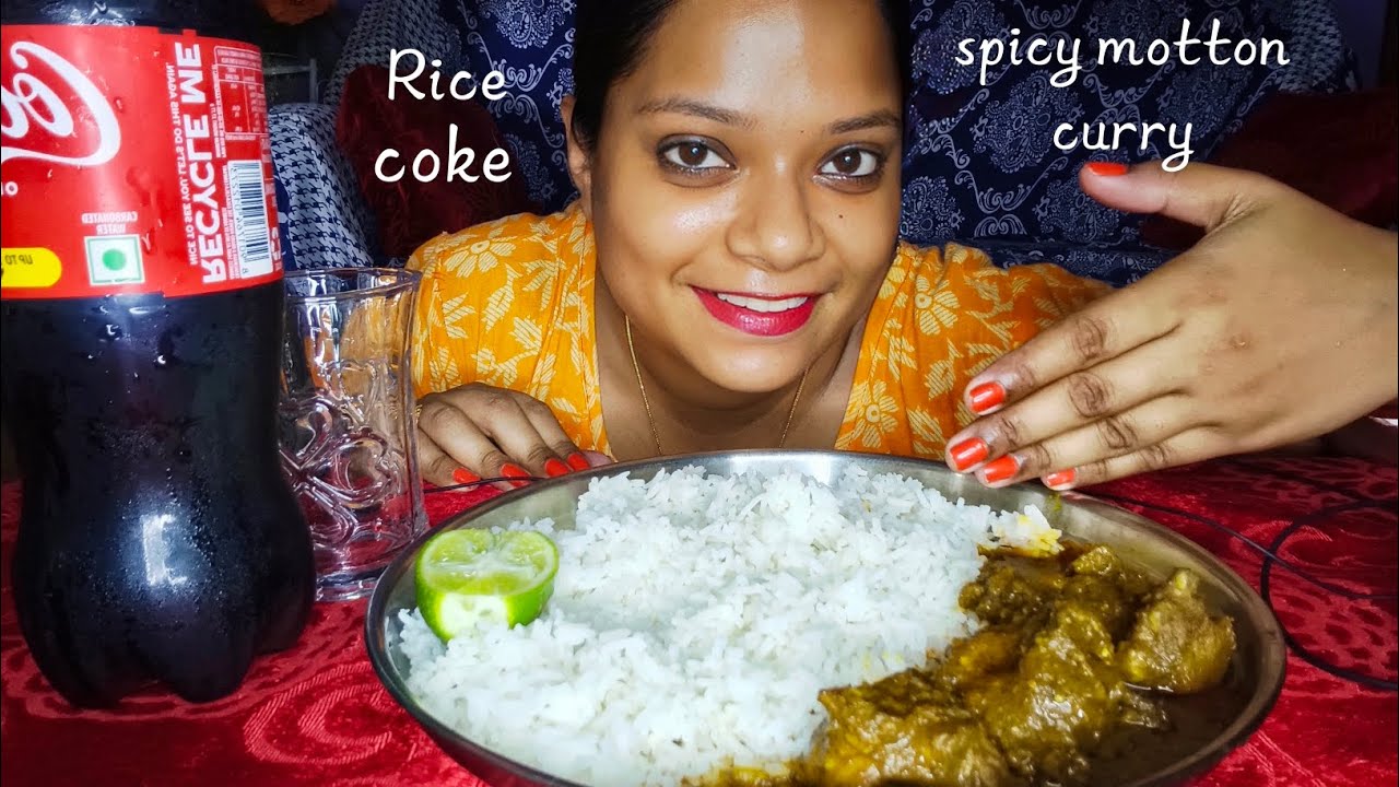 MOTTON CURRY EATING SHOW|| BASMATI RICE|| SPICY MOTTON CURRY|| LEMON|| COKE|| INDIAN EATING SHOW ||