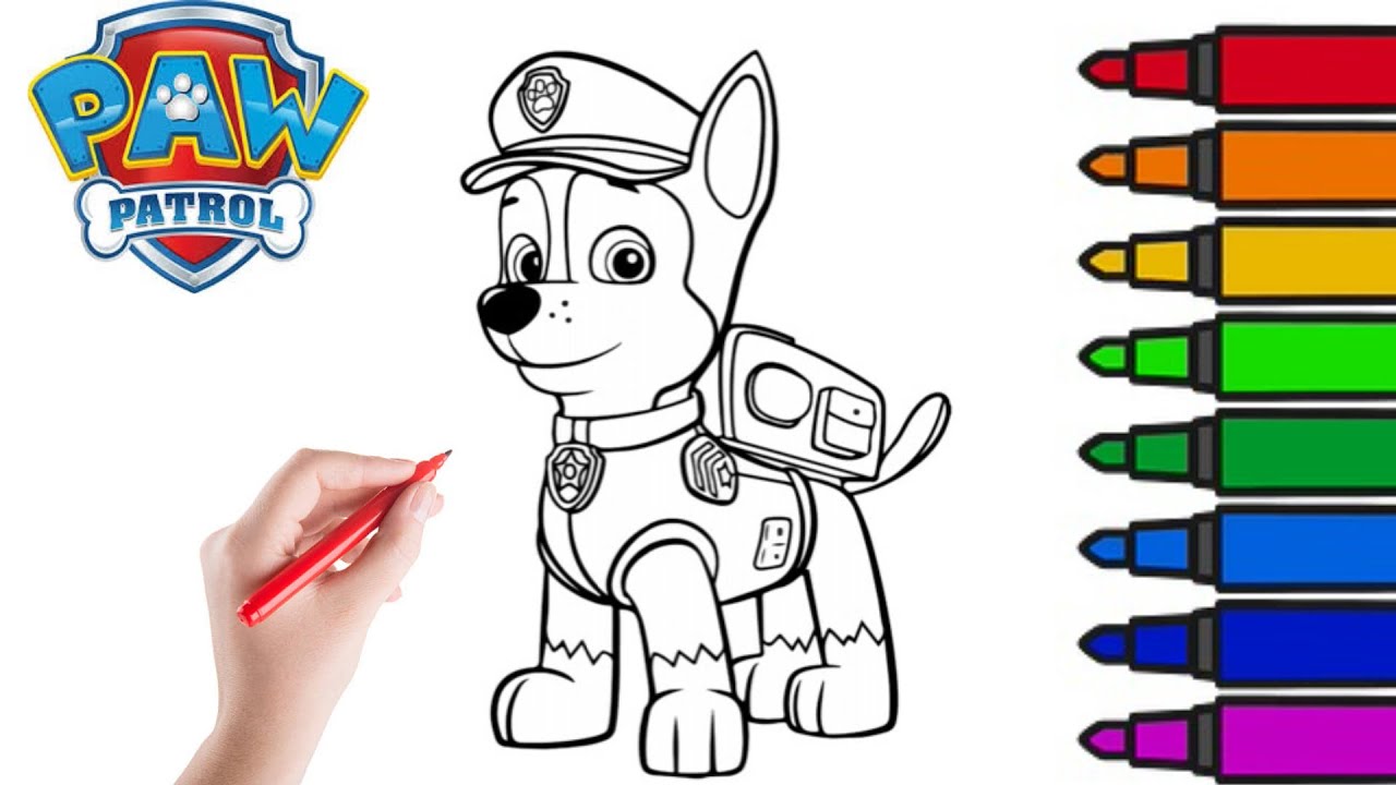 Coloring Chase from PawPatrol🐾/ learn how to color Chase with Posca ...