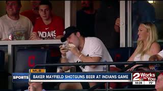 Baker Mayfield Shotguns Beer at Indians Game screenshot 4