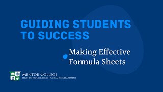 Making Effective Formula Sheets for Assessments