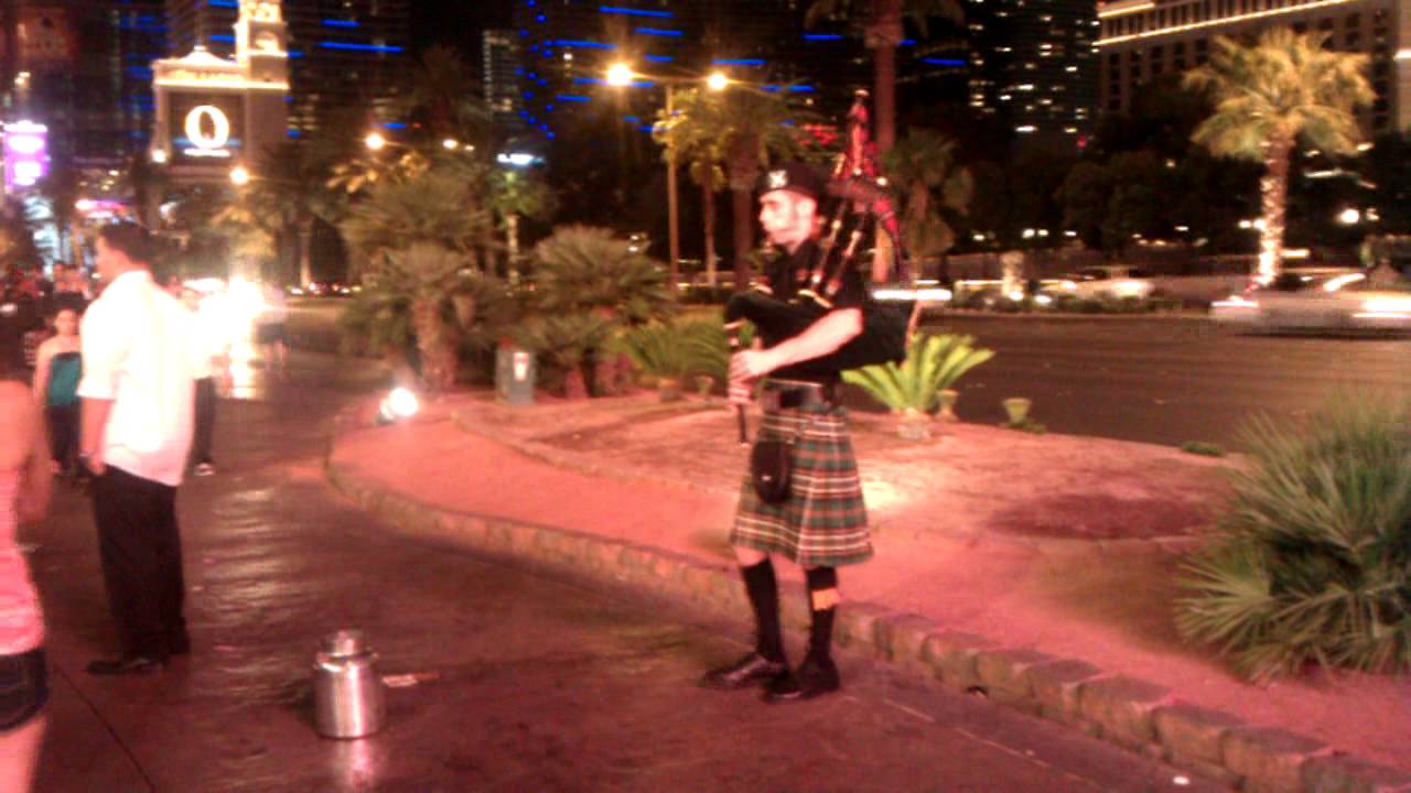 bagpipe guy Las Vegas Strip Street performer 31911 YouTube
