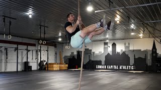 L-Sit Pull-Up; on Climbing Rope