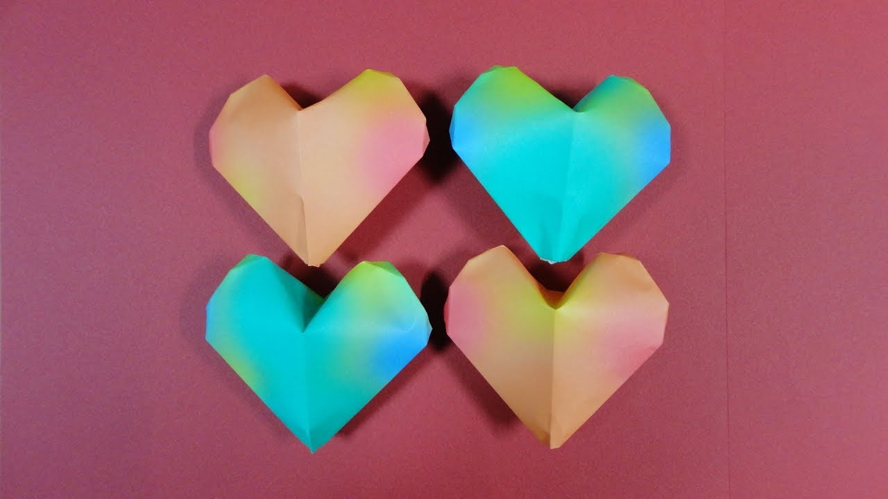 3d Heart Origami ぷっくり立体ハート折り紙 Youtube