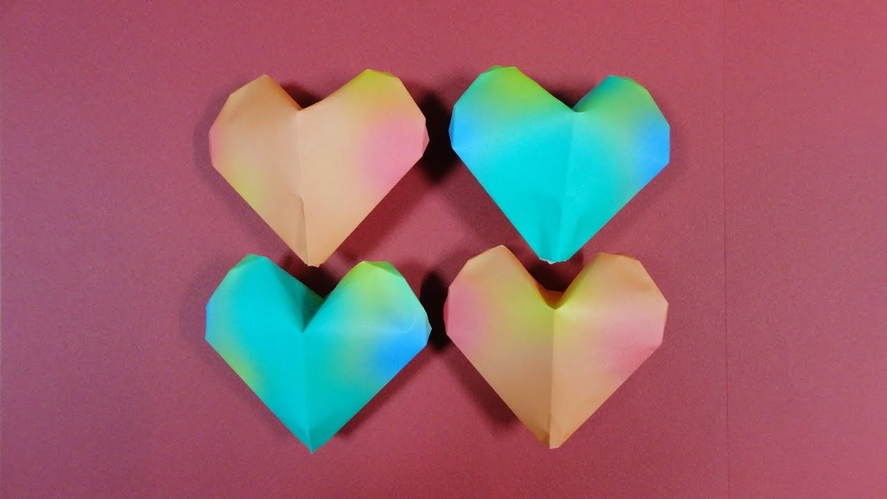 折り紙ぷっくり立体ハートの超簡単折り方作り方 3d Heart Balloon Origami 横浜デート人気おすすめ