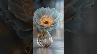 macro photo of a single exotic flower made of crystal glass and gold metal circuitry, photo-reali... screenshot 2