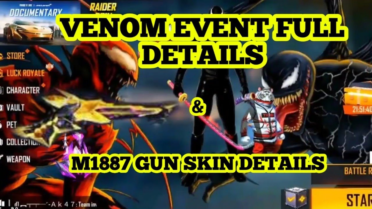 UPCOMING VENOM EVENT FULL DETAILS || NEW M1887 GUN SKIN || FREE FIRE || TAMIL.