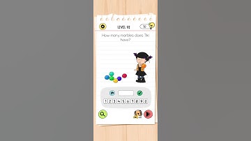 Brain Test 4 Level 92 | Brain Test 4 Level 92 How many marbles does Tiki have?