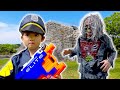 【寸劇】警察ごっこ!お家にゾンビがあらわれた!ナーフじゃ倒せない!?Takeru and Dad Pretend Play Nerf War Zombie