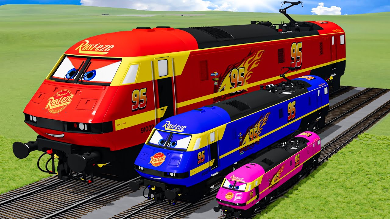 Big & Small Trains Lightning Mcqueen vs Train | BeamNG.Drive