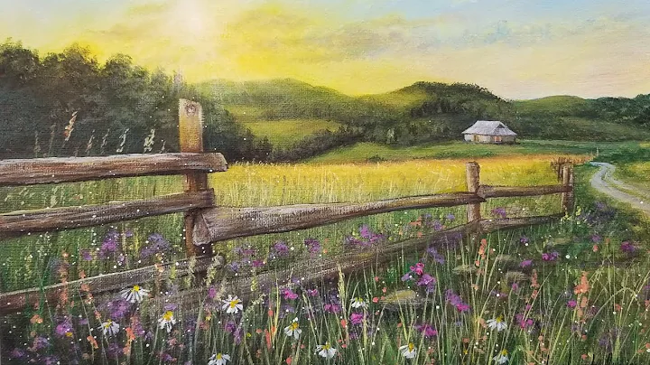 Country Fence Landscape Acrylic Painting LIVE Tuto...