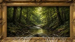 Painting Frame Forest Stream 8 Hours — Gold Frame Overflow Ambience (Sleep Study Relax) screenshot 4