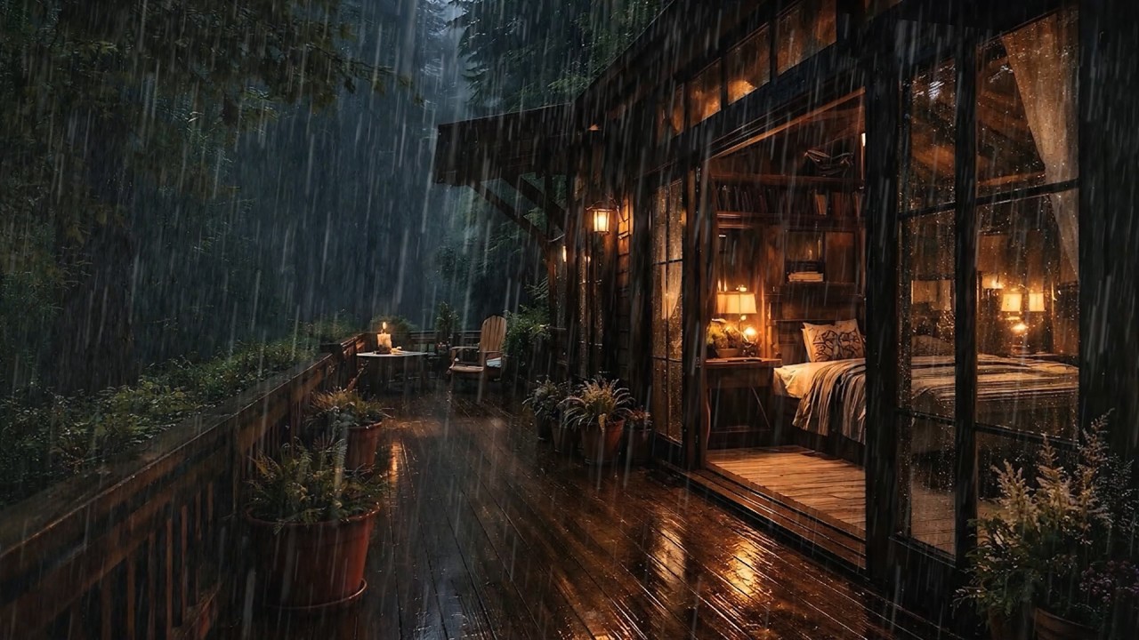 99% Fall Asleep to This Heavy Rain on Cabin Roof ⛈️ (1 Hours)