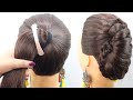 beautiful french bun hairstyle using banana clutcher! cute french hairstyle for girls