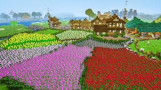 Breathtaking Minecraft Flower farm & Japanese Style Farming Houses