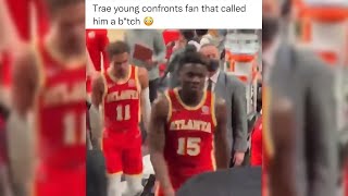 Trae Young confronts a trash talking fan 😳 Wealth