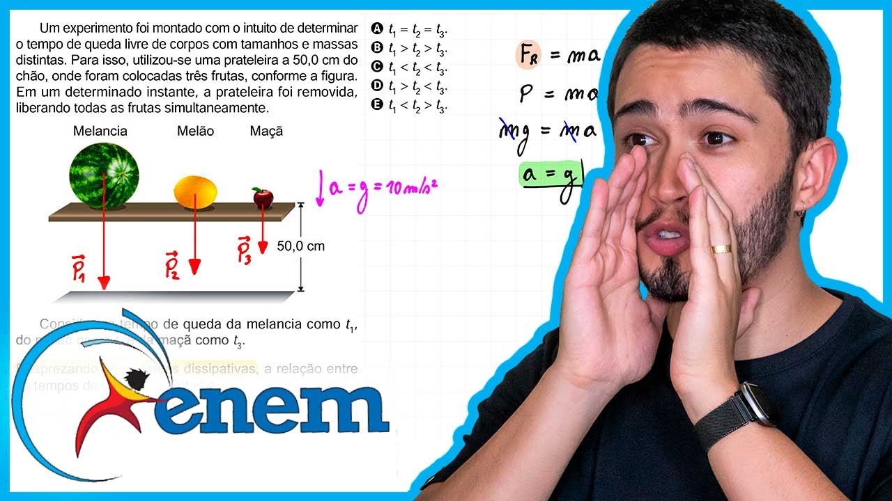 ENEM 2024 PPL - Um experimento foi montado com o intuito de determinar o tempo de queda livre de cor