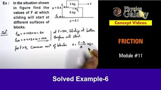 Class 11 Physics | Friction | #11 Example-6 on Friction | For JEE & NEET