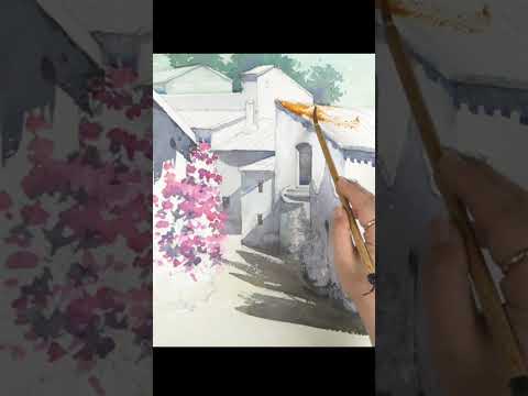 #shorts Basic  Landscape Watercolor - Walking Together (coloring, Arches <strong>rough</strong>) NAMIL ART