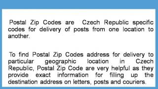 About Czech Republic Postal Zip Code Finder