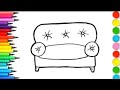 Sofa Drawing Easy 🌈😍|| How to draw a Sofa step by step for kids and toddlers