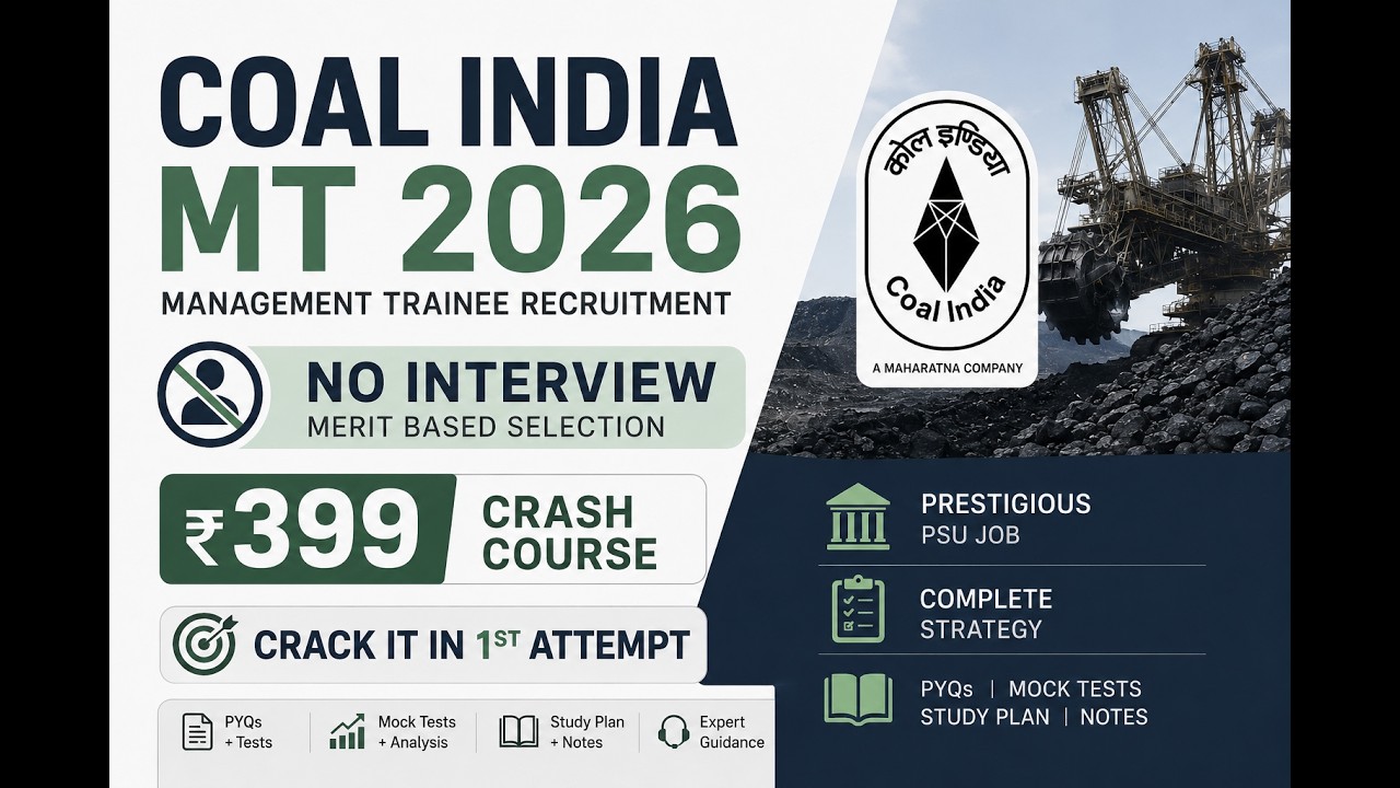 Crack Coal India Systems MT 2026 in first attempt | 43 Vacancies for CS/CSE/IT/MCA #cil #coalindia