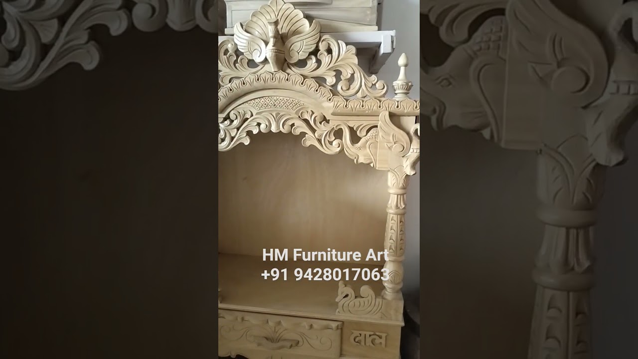 🌺 Exquisite Wooden Carving Temple for Home | Traditional Pooja Mandir Design | Call  +91 9428017063