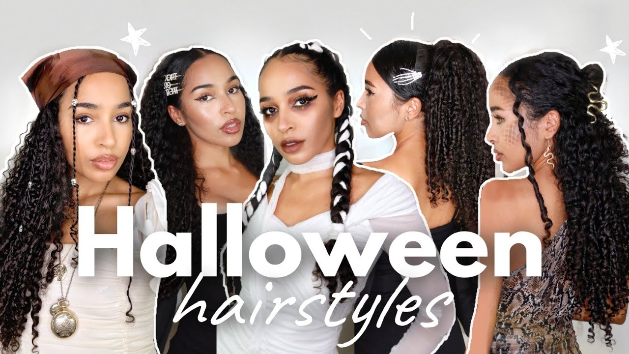 5 Halloween Looks that you can ACTUALLY WEAR!! 🎃 Halloween Hairstyles on  Curly Hair - YouTube