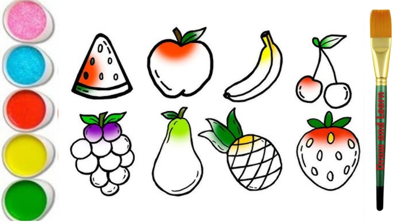fruits drawing 🍓🍒 part 2 || how to draw fruits easy step by step || # ...