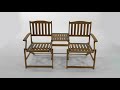 Tete-A-Tete Acacia Wood Foldable Bench with Built-in Table Natural Tete-A-Tete Acacia Wood Foldable Bench with Built-in Table Natural