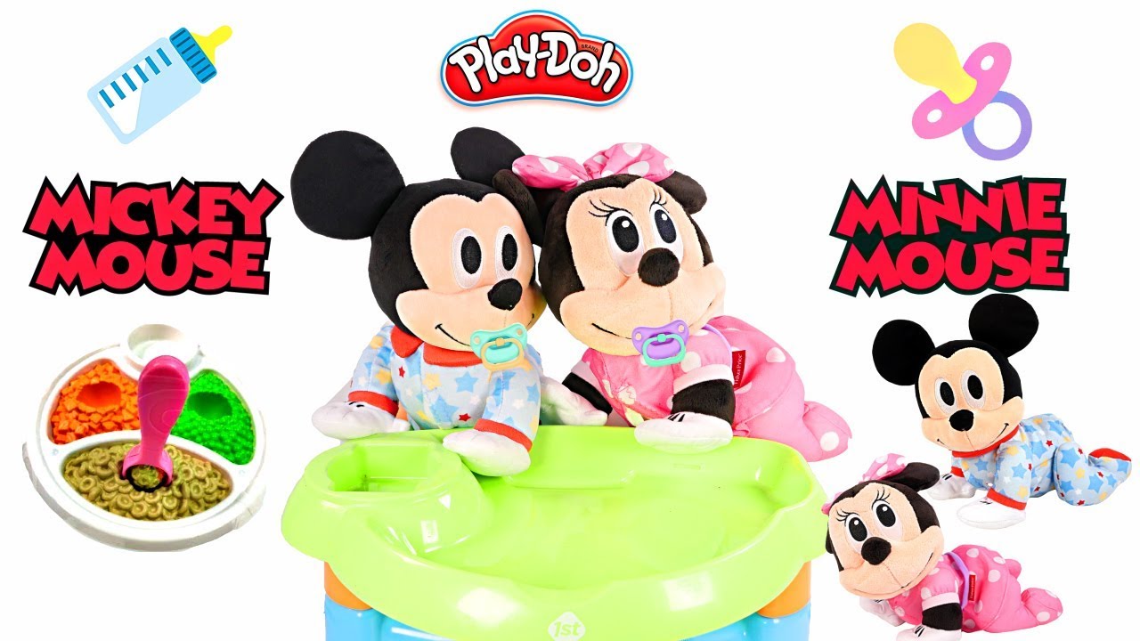 Babies Minnie And Mickey Mouse Bebe Mickey Minnie Comida Play Doh Videos Divertidos Youtube