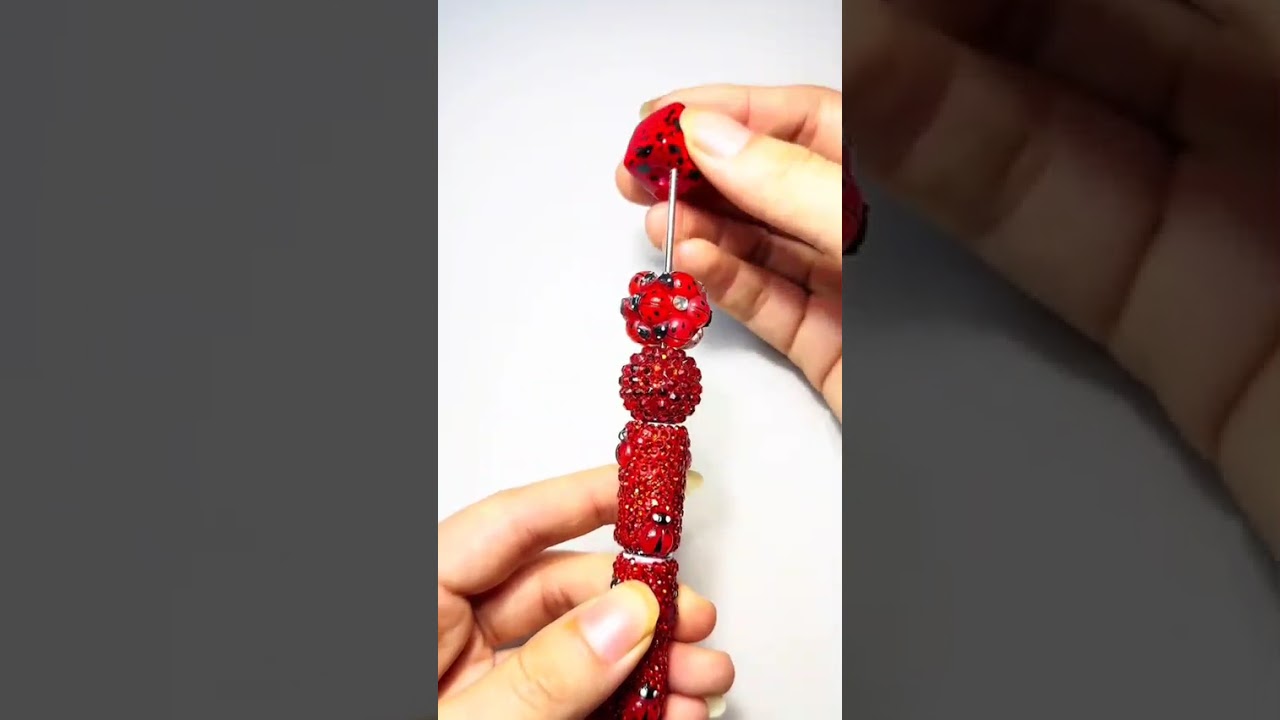 Cute Red Ladybugs AB Rhinestones Round Acrylic Beads