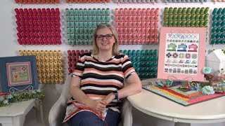 Flosstube #85: Join Kimberly for a look at Lori Holt’s new Sew by Row cross stitch pattern, WIPs, fi