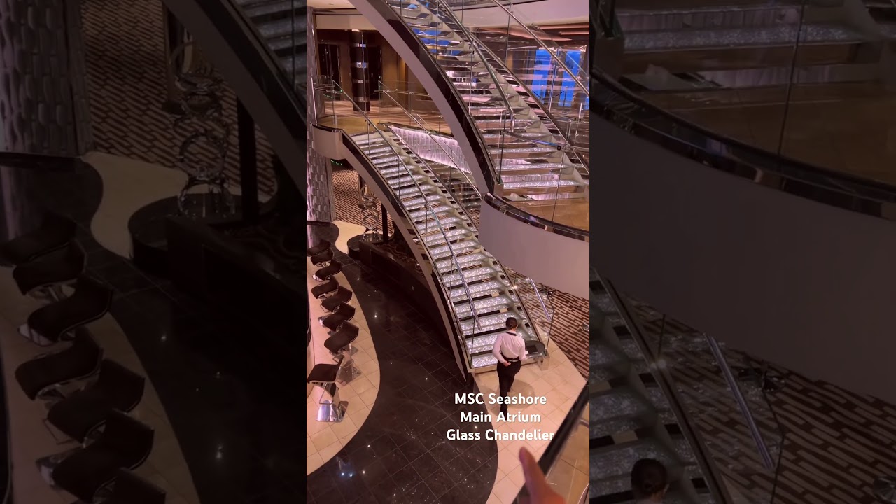 MSC Seashore, Atrium, Glass Chandelier, 5days $150each Bahamas cruise many vids #cruise #cruiseship