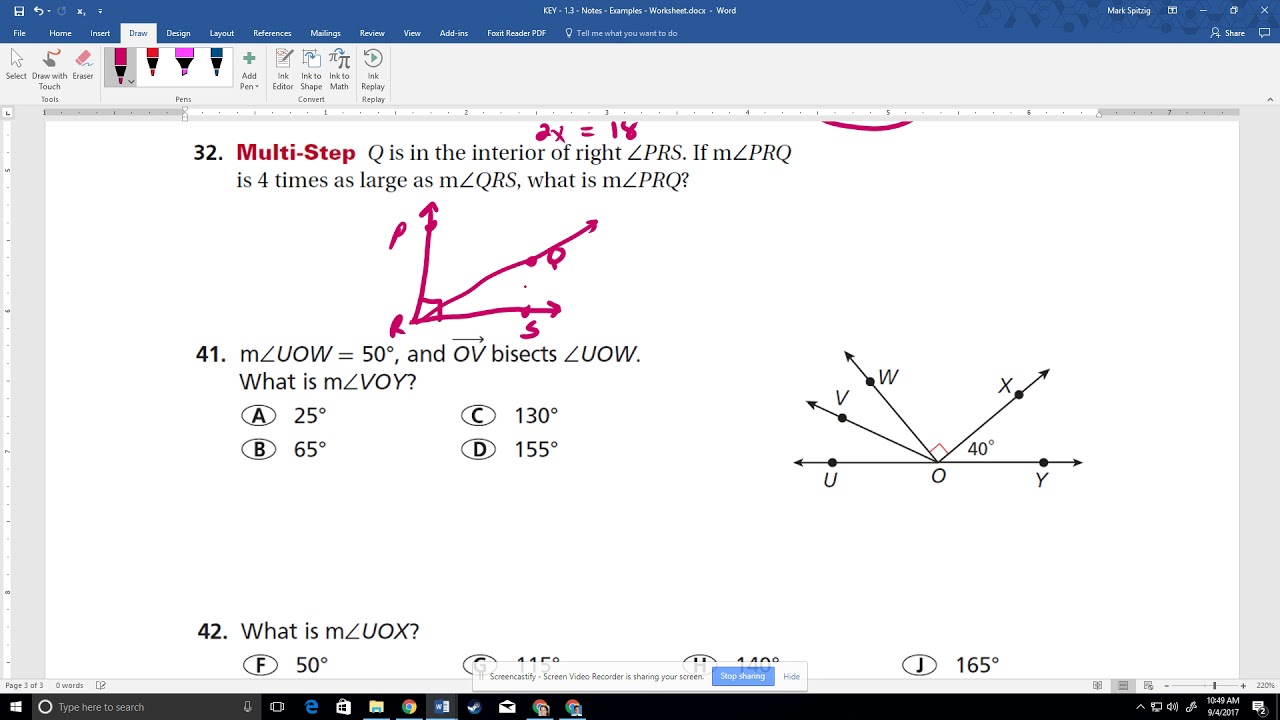 KEY - 1.3 Worksheet - Part II - YouTube