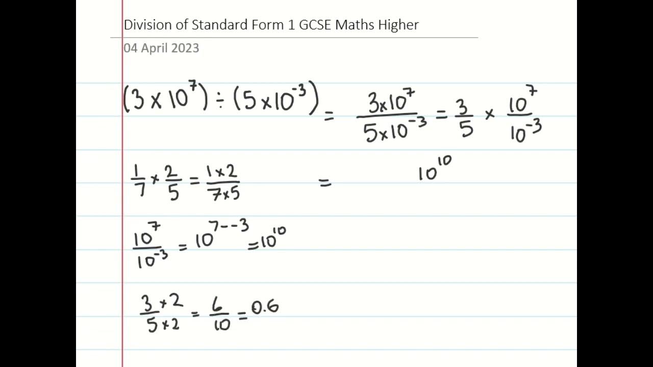 Division of Standard Form GCSE Maths Higher YouTube