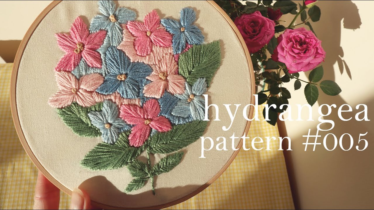 Hydrangea hand embroidery step by step tutorial for beginners