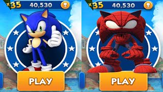 Sonic Dash vs Spider Sonic Run - All Characters Unlocked All Bosses Eggman Zazz Gameplay screenshot 2