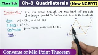 Class 9th Chapter 8 Quadrilaterals Theorem 8.9 New NCERT Maths CBSE | Converse of Mid point theorem screenshot 3